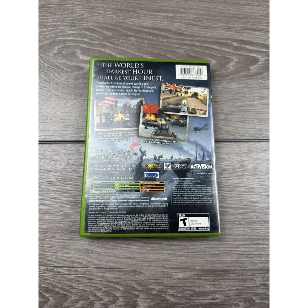 Call of Duty: Finest Hour Xbox 2004 Tested Complete in Box